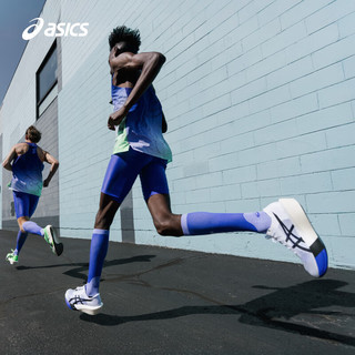  ASICS/亚瑟士 回弹透气 男士跑步鞋 白色/蓝色 42.5