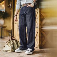 马登 工装   美式复古原牛色水洗牛仔裤