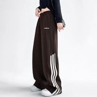 adidas 针织长裤女春季新款宽松透气运动裤复古休闲直筒裤