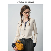 VEGA CHANG VEGACHANG长袖T恤女2026新款秋半开襟设计上衣0582JJ