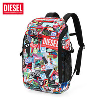 DIESEL 个性潮流印花双肩包男女大容量商务出差旅行包大学生电脑背包