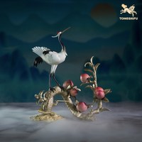 铜师傅 《鹤桃同春》客厅装饰品铜摆件 送长辈领导祝寿生日礼物