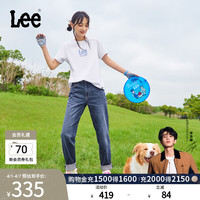 Lee 411舒适高腰小直脚中深蓝色水洗女款牛仔长裤休闲潮A5662 中深蓝(25裤长) 24(80-90斤可选)