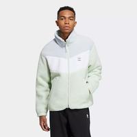 限尺码：adidas NEO 摇粒绒时尚保暖运动立领防风休闲夹克 男款拉链外套拼色简约时尚