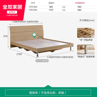 移动端：全友 106302系列 简约板式床 1.5m*2m 白橡木