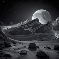 美津浓 男子运动休闲跑步鞋夏季网面透气全黑色缓震运动鞋D1GH2123 01-黑色 42.5 /275mm