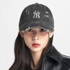 MLB  水洗做旧破洞时尚牛仔男女同款软顶棒球帽