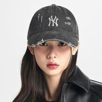 MLB 水洗做旧破洞时尚牛仔男女同款软顶棒球帽