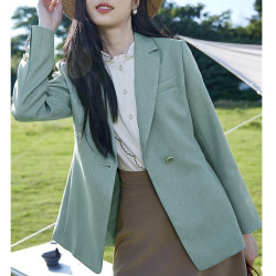 秋水伊人 【复古简约西装】黄金衣长显腰身通勤西服女外套623112A070002