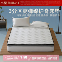 水星家纺 A类抑菌人体工学三分区设计高弹棉护脊床垫加厚 三区护脊·玉馨高弹绵床垫150x200cm