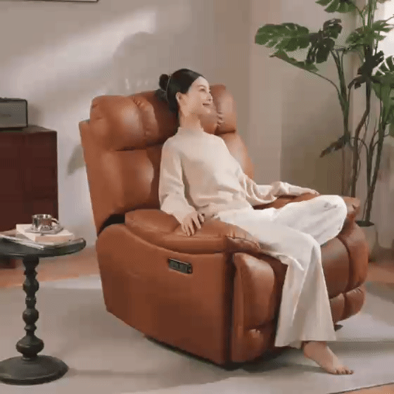 大件超省：京东京造 威士忌单人电动按摩沙发0闷感半青皮头等舱懒人沙发躺椅