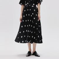 江南布衣 秋半身裙褶皱复古印花宽松A型腰裙女