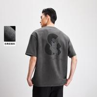 杰克琼斯 男士T恤 春季时尚简约烧花仿麂皮圆领宽松休闲基础日常短袖上衣