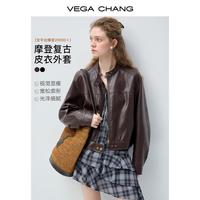 VEGA CHANG 皮衣短外套女小个子2026年新款春装布朗尼酷飒风皮夹克