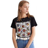  PALUOPO/帕罗 桑蚕丝透气 女士短袖T恤 缤纷绘画 M (160/84A)