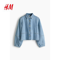 H&M 女装衬衫2026春季新款时尚气质潮流经典洗水牛仔衬衫1316698 牛仔蓝