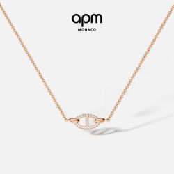 APM Monaco 玫瑰金色Maille Marine猪鼻子项链女款新款 生日礼物