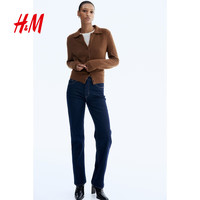 H&M 新款女装有领开衫1295237 棕色