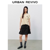  URBAN REVIVO 立体刺绣 女士T恤 浅黄 L