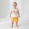 小猪大卫 儿童背心套夏季纯棉A类男女宝宝居家服薄款短袖七分套装 橘黄双喵 背心套 90