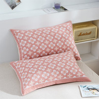 多兰诗 原棉纱枕巾枕罩枕巾一对 52cm*78cm