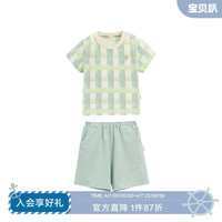 white wheat 儿童 短裤+短袖 100% 纯棉 套装