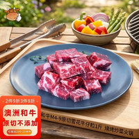 PLUS会员：澳纽宝 澳洲纯血和牛M4-9原切 &雪花牛仔粒净重1斤 烧烤炒菜火锅