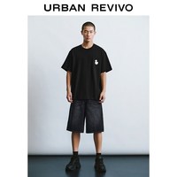  URBAN REVIVO 棉质宽松 男士T恤 L 正黑