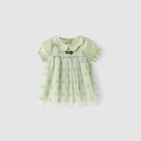 木生棉 女宝宝短袖连衣裙夏季薄款网纱婴儿国风公主外出裙子周岁