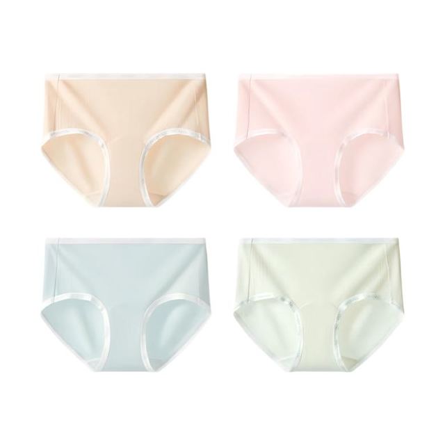 YOUKESHU 10A抗菌防螨 女士内裤 4条装  A类婴儿棉 桑蚕丝加长裆无痕