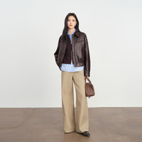  eifini/伊芙丽 廓形短款 女士皮衣 棕色  发 M 105-115斤