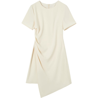  dme/德玛纳 收腰S型花苞裙抽褶交叉设计感 女士连衣裙