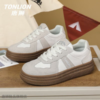 唐狮 春夏季潮流个性板鞋 女鞋休闲鞋 白灰TS20234175 39