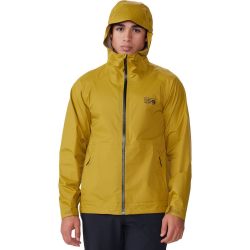 MOUNTAIN HARDWEAR 男士户外冲锋衣 三层防水透气 耐用运动夹克 可收纳设计 深色螺栓 X-Large