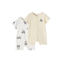 英氏 夏季婴儿连体包屁衣 大象襟哈 2件装（多款可选）
