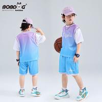 BOBDOG HOUSE 潮酷儿童穿搭 巴布豆男童夏装套装篮球服 女童炸街街舞网红球衣