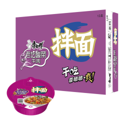 康师傅 干拌面 方便面 酸菜牛肉面12盒
