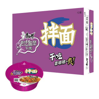 康师傅 干拌面 方便面 酸菜牛肉面12盒