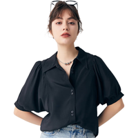  PALUOPO/帕罗 桑蚕丝 女士真丝衬衫 黑 M (160/84A)