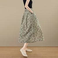 她池 春夏新女士时尚显瘦中长款a字半身裙