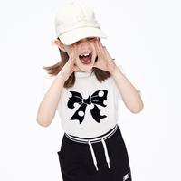 Little MO&CO. 童装春秋女童纯棉蝴蝶结印花短袖T恤