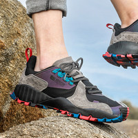 悍途 户外男士登山鞋舒适透气休闲徒步鞋防滑耐磨爬山鞋 深灰-黑色 44