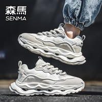 森马 男鞋夏季网面透气百搭跑步减震运动休闲厚底增高小白老爹潮鞋