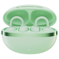  MONSTER/魔声 蓝牙6.0环绕重低音 夹耳式耳机 【蓝牙6.0丨通话降噪】 星雅绿