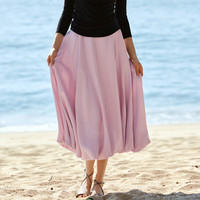 OLRAIN 夏季女度假风高腰气质花苞半身裙