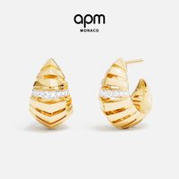 APM Monaco Rayon de Soleil耳环金黄色密镶耳饰送人生日礼物