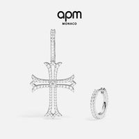 APM Monaco 十字架不对称圈形耳环 银白 AE16626OX