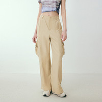 乐町 宽松大口袋 女士工装裤 米驼