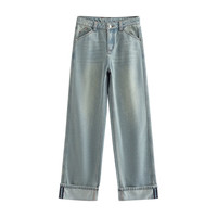 初语 复古 女士牛仔裤 M 冰川蓝