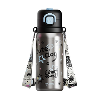  HAERS/哈尔斯 316L大容量 儿童保温杯 吸管 直饮盖 星梦黑 650ml